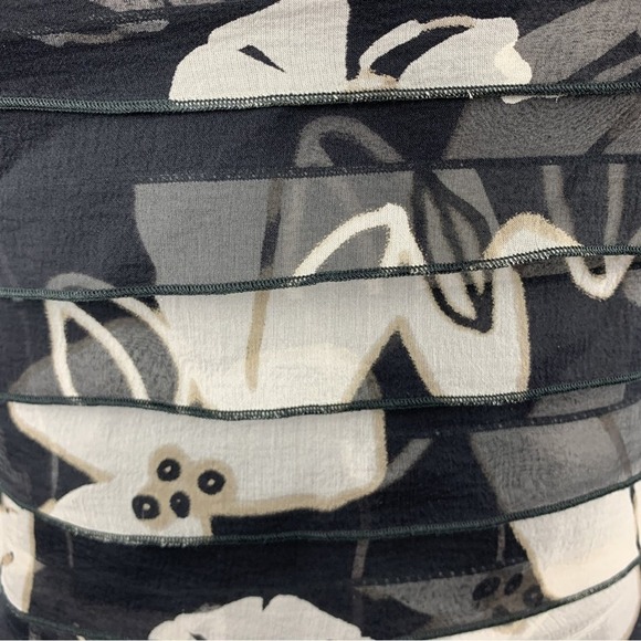 Armani Collezioni Silk Bandeau Sz 6 Black & Beige Floral Layered Strapless Top - Picture 13 of 15